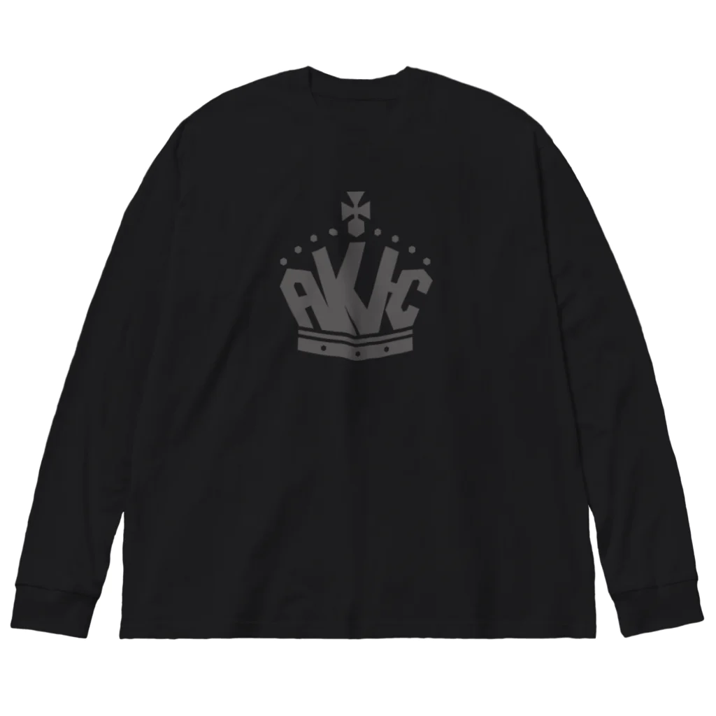 AKI-Cの王冠ロゴ・グレー ビッグシルエットロングスリーブTシャツ