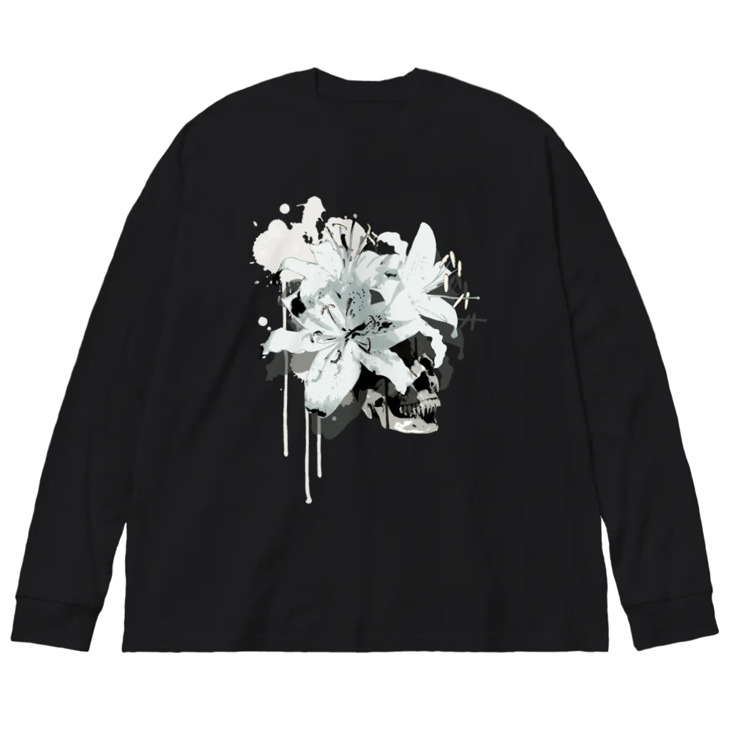 nanaqsaのLily Skull [White] Big Long Sleeve T-Shirt