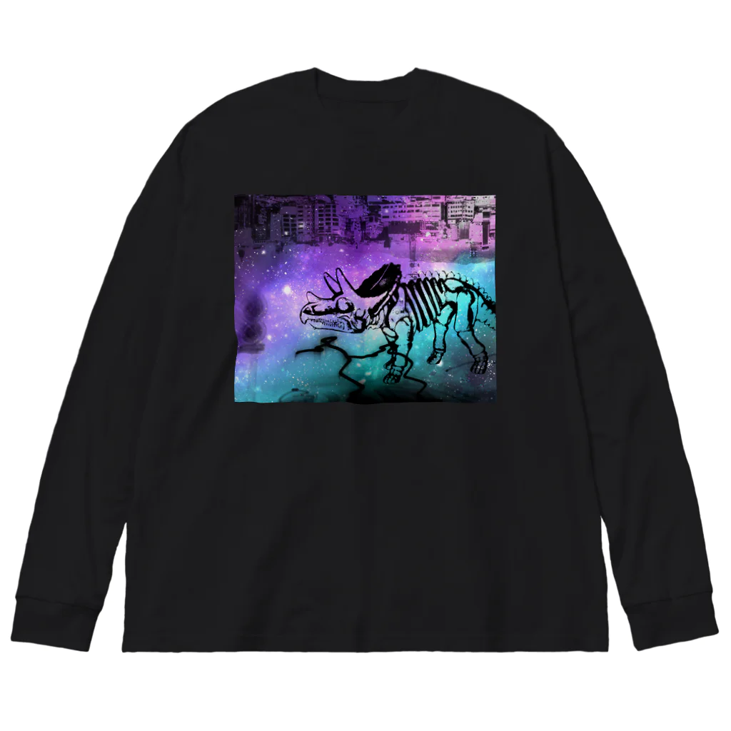 tottoの街と恐竜(パープル) Big Long Sleeve T-Shirt