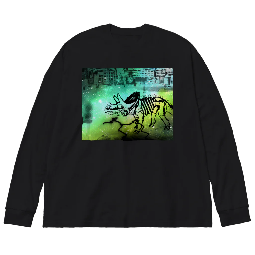 tottoの街と恐竜(グリーン) Big Long Sleeve T-Shirt