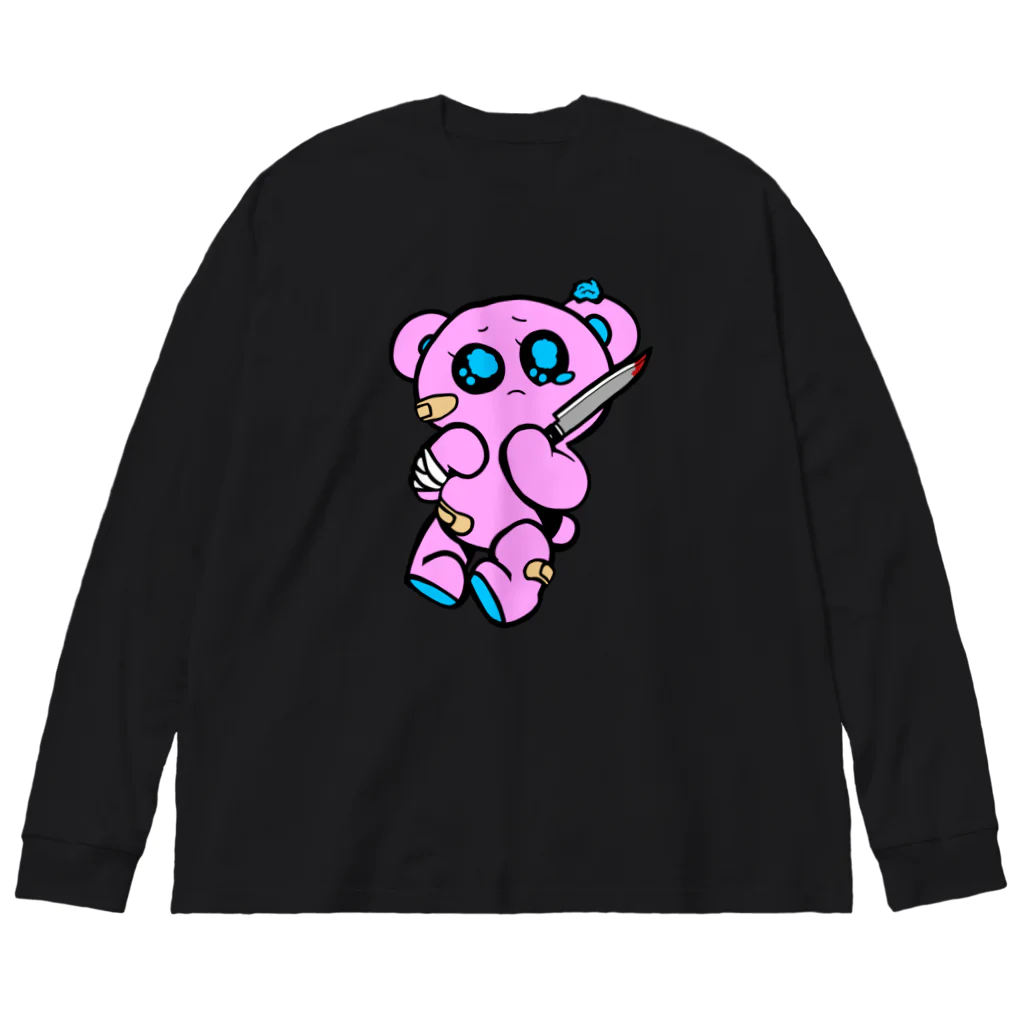 ZOZI SHOPの🐻「もうむりちぬ。」　ぴんく！ ビッグシルエットロングスリーブTシャツ