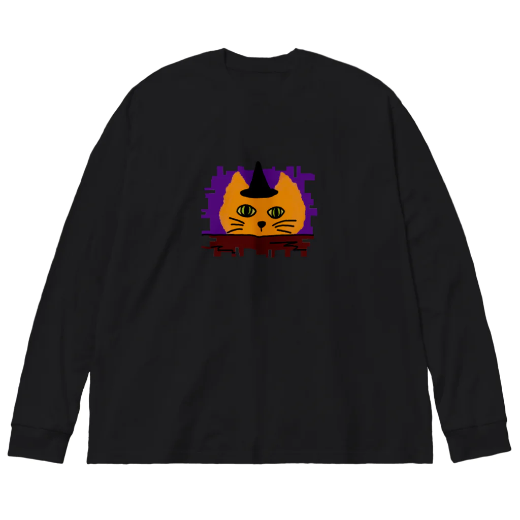 気ままに創作　よろず堂のハロウィンねこ ビッグシルエットロングスリーブTシャツ