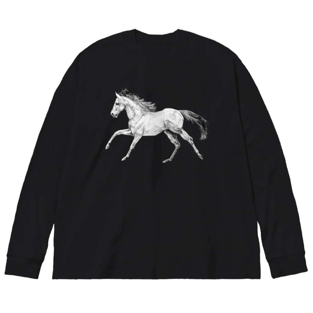 馬の絵の画家　斉藤いつみの走る馬シャツ ビッグシルエットロングスリーブTシャツ