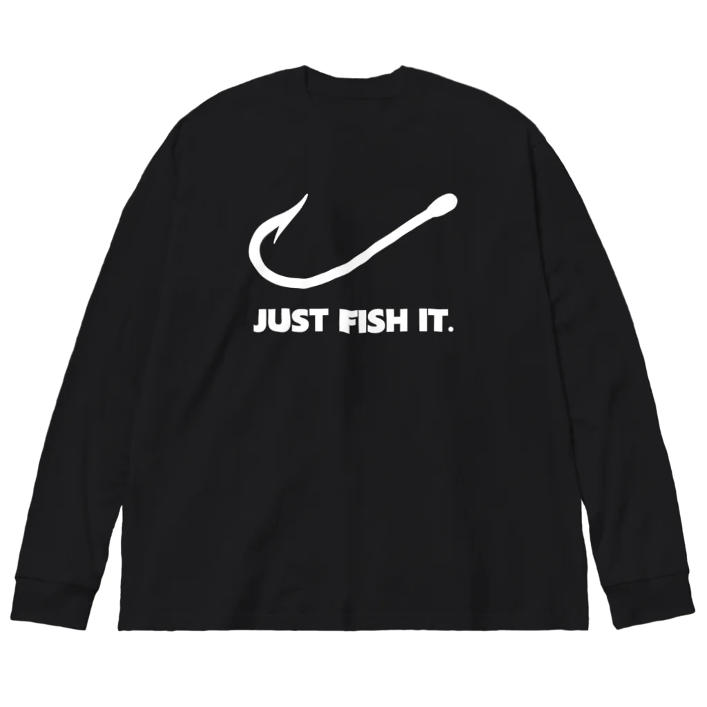 gemgemshopのJUST FISH IT (白) Big Long Sleeve T-Shirt