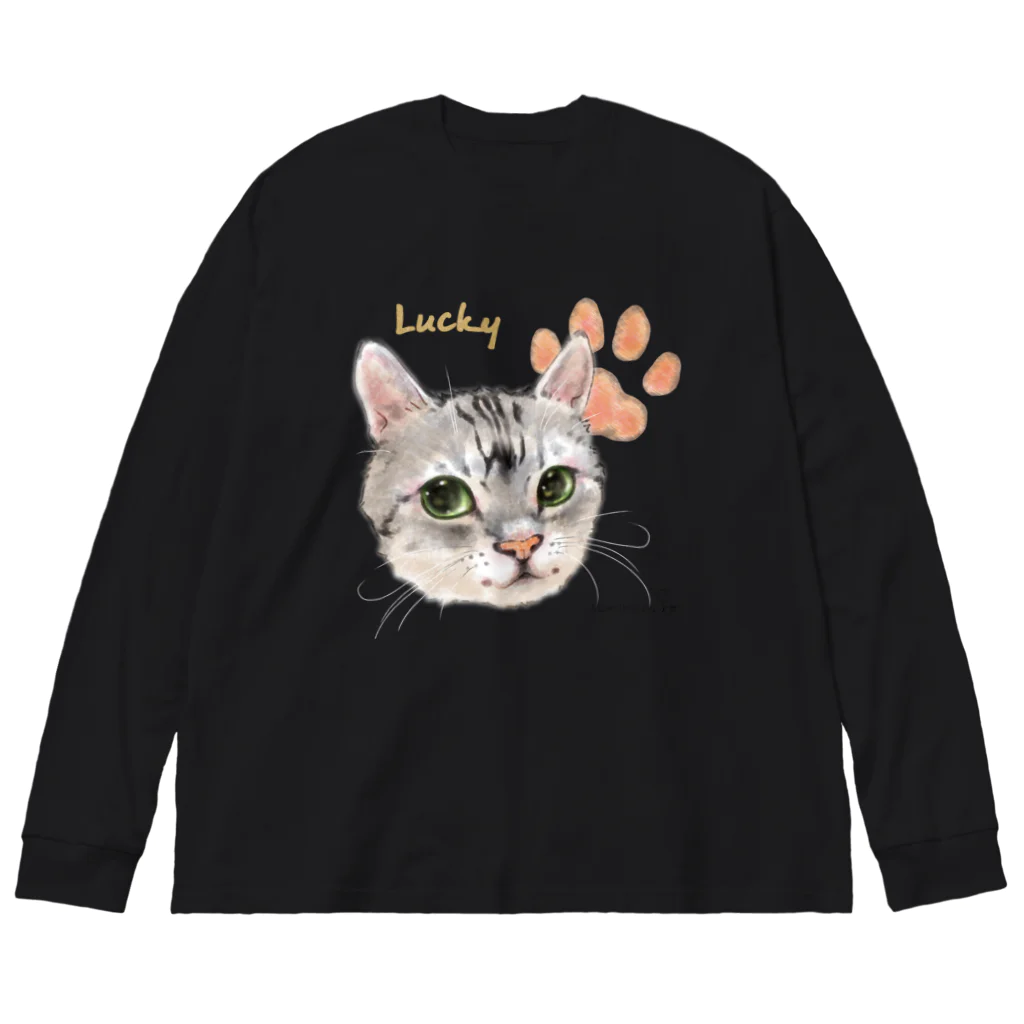 なにぬ猫-YAのうちの子にくきゅうポートレート★Lucky ビッグシルエットロングスリーブTシャツ