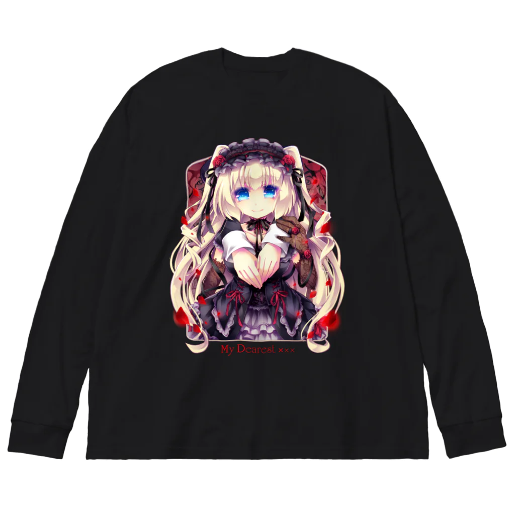 月蝕ざっか店＠SUZURIのレティーツィア（紅） For Backprint Big Long Sleeve T-Shirt