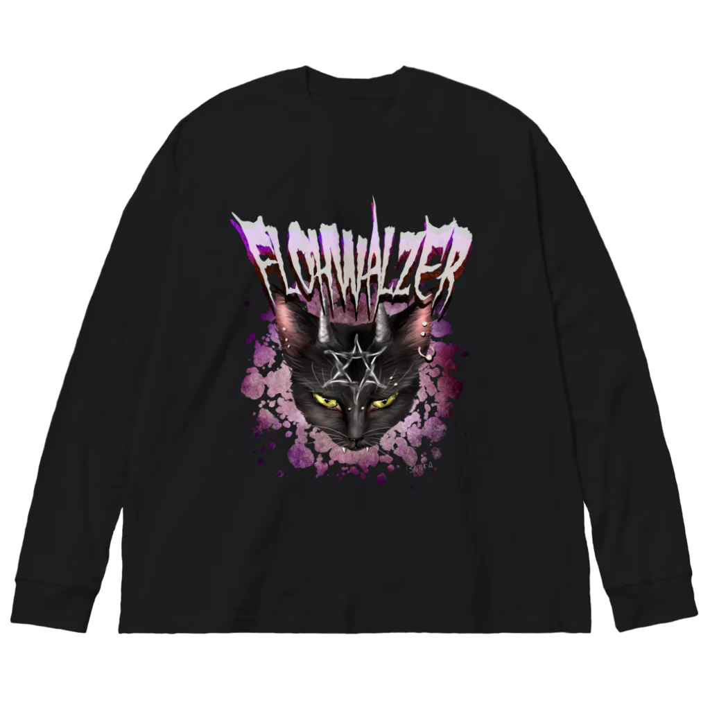 PINK♥CATのメタル風味ツノ猫ロゴ入り Big Long Sleeve T-Shirt