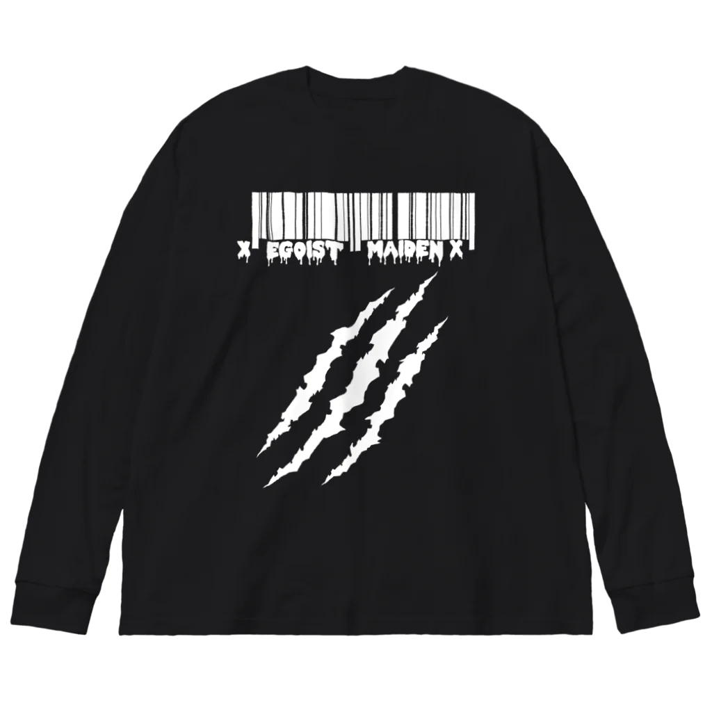 エゴイスト乙女のバックプリントあり　傷跡　白抜きver Big Long Sleeve T-Shirt