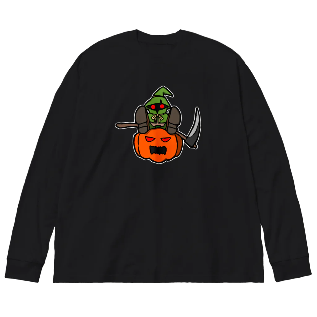 ナチュラルサトシのめへのスケアクロウとジャック・オー・ランタン ビッグシルエットロングスリーブTシャツ