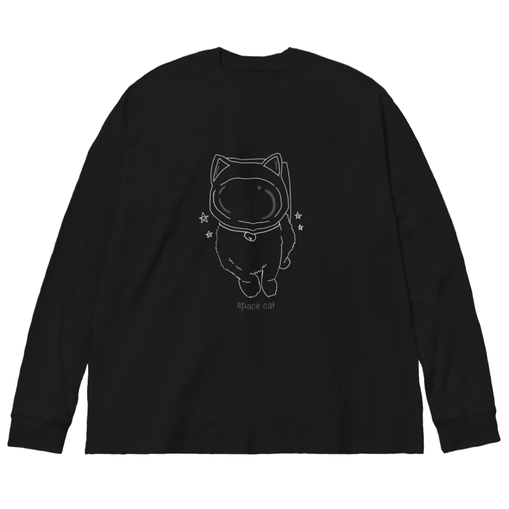 amemugi（あめむぎ）の（濃色ver.）宇宙ねこ。 ビッグシルエットロングスリーブTシャツ