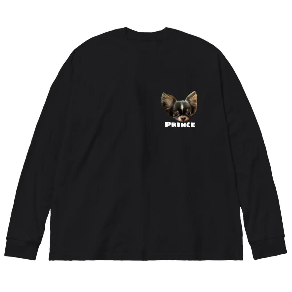 チワワのOWTANのPRINCE  チワワ  ブラック ビッグシルエットロングスリーブTシャツ