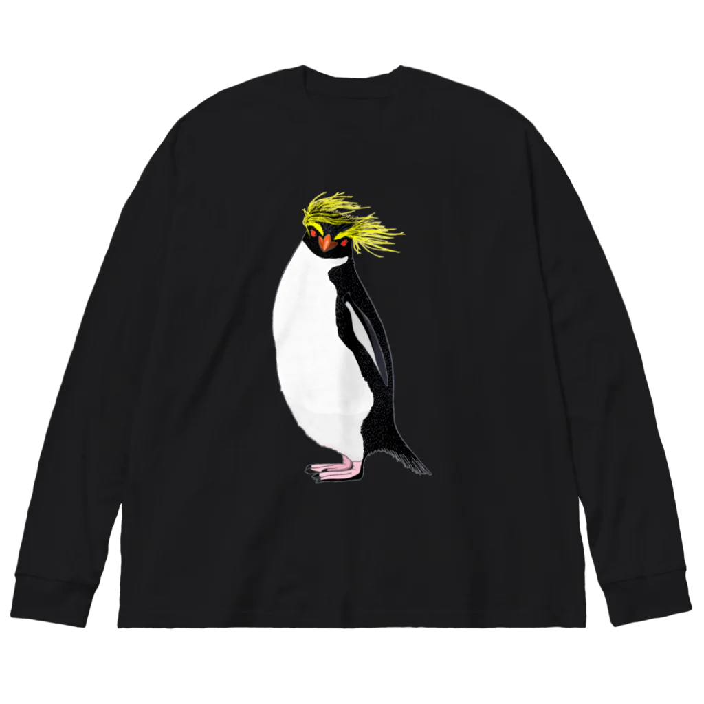 LalaHangeulの　風に吹かれるイワトビペンギンさん(文字無しバージョン Big Long Sleeve T-Shirt