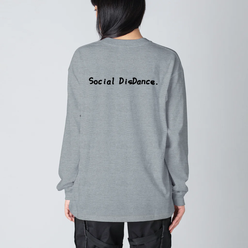 コロナらない商店の立ちねこ×Social DisDance ビッグシルエットロングスリーブTシャツ