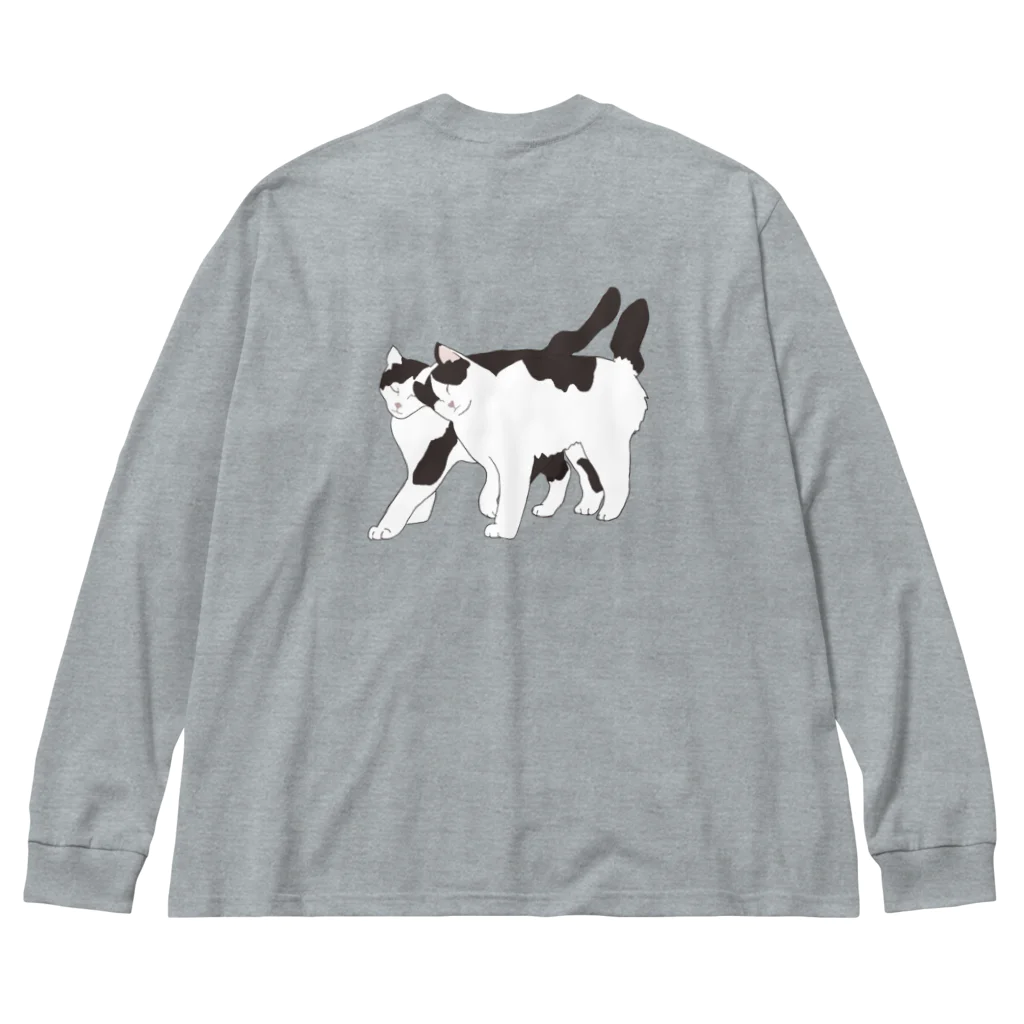 うにの猫と猫 ビッグシルエットロングスリーブTシャツ