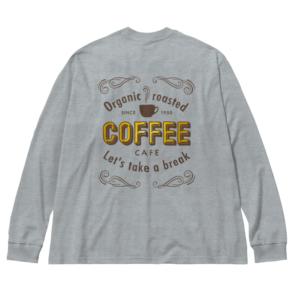 まるいねこのコーヒー カフェ ビッグシルエットロングスリーブTシャツ