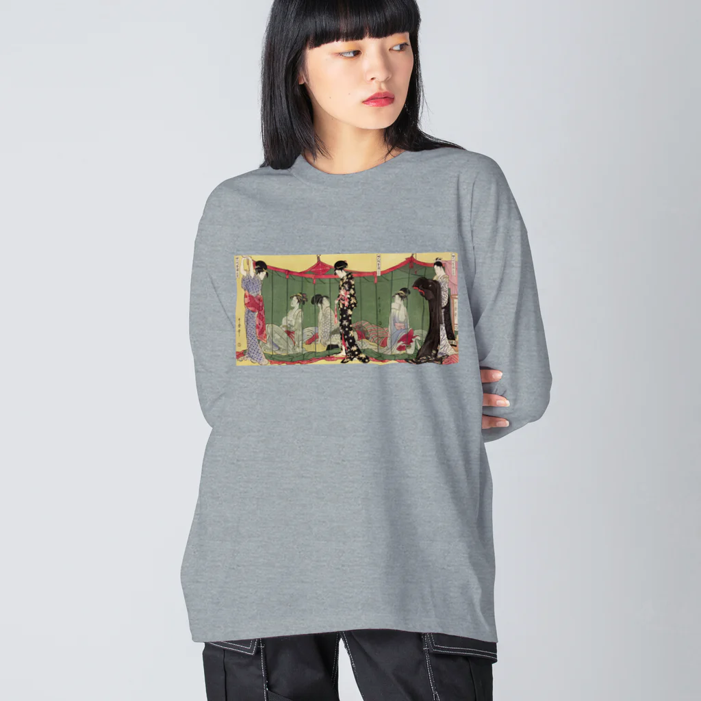 寿めでたや(ukiyoe)の日本画　浮世絵　喜多川歌麿_婦人泊り客の図 Big Long Sleeve T-Shirt