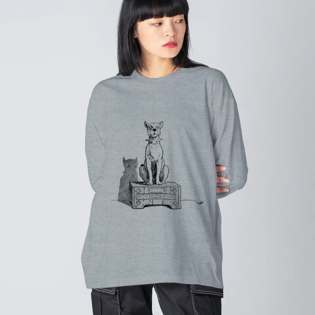 Saza-nami Antique designのこっちを見てる犬 Big Long Sleeve T-Shirt