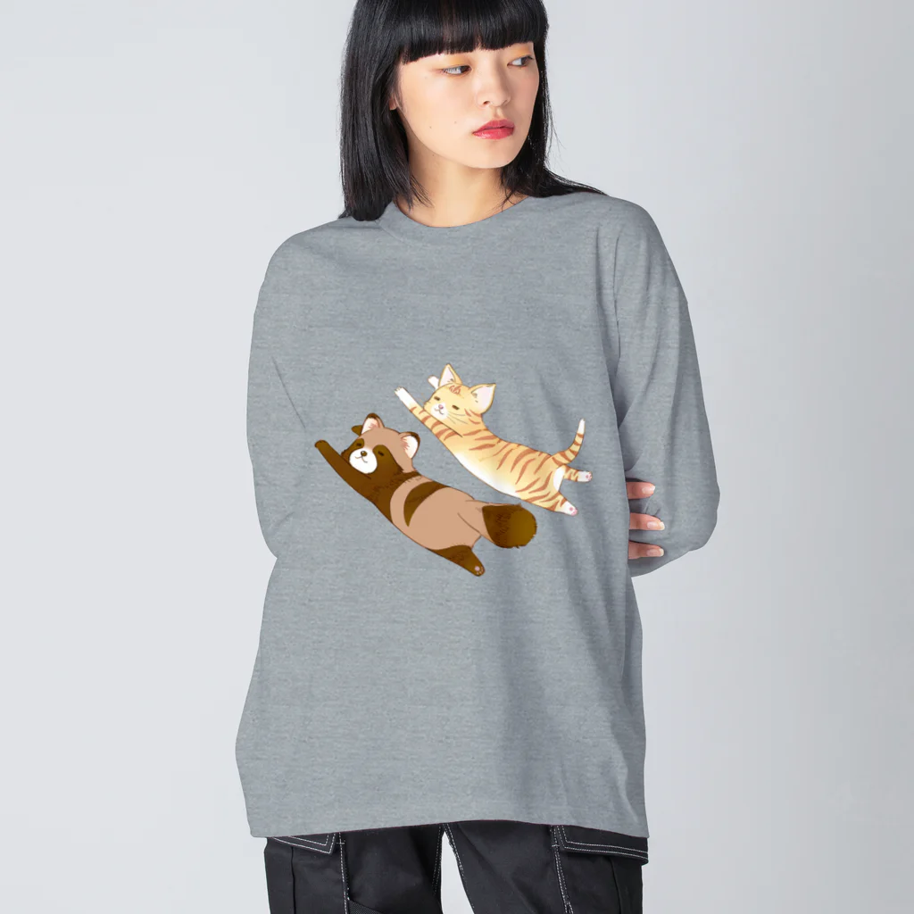 あむぽん*（たぬき）のねころびにゃんぽんず Big Long Sleeve T-Shirt