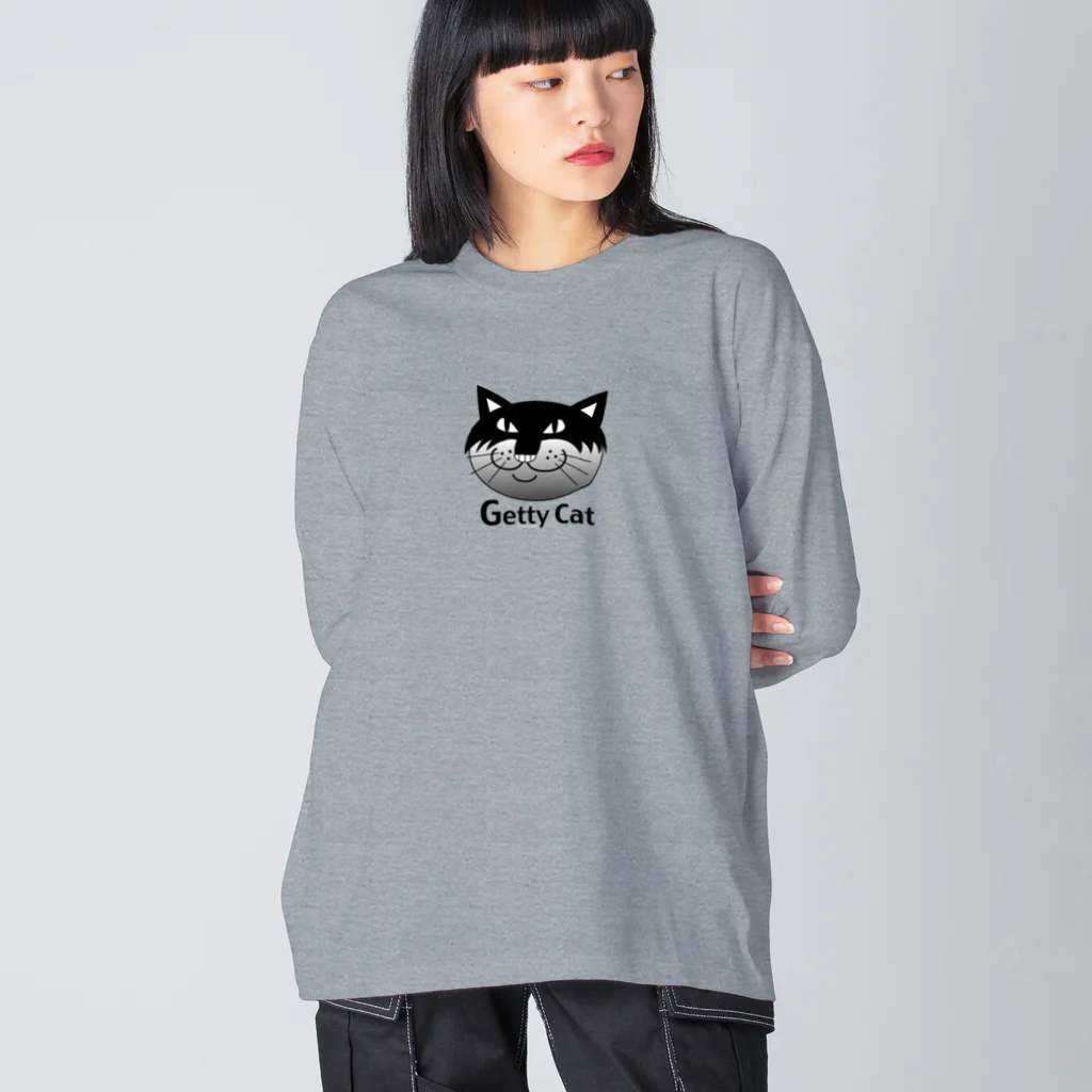 Illustrator Moca&Ram shopのネコのゲッティ/Getty Cat ビッグシルエットロングスリーブTシャツ