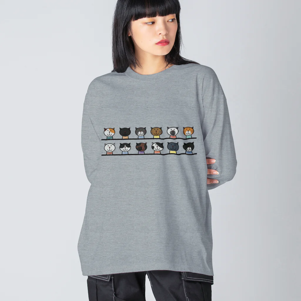 Yellow_Sparrowのせいぞろいするねこ Big Long Sleeve T-Shirt