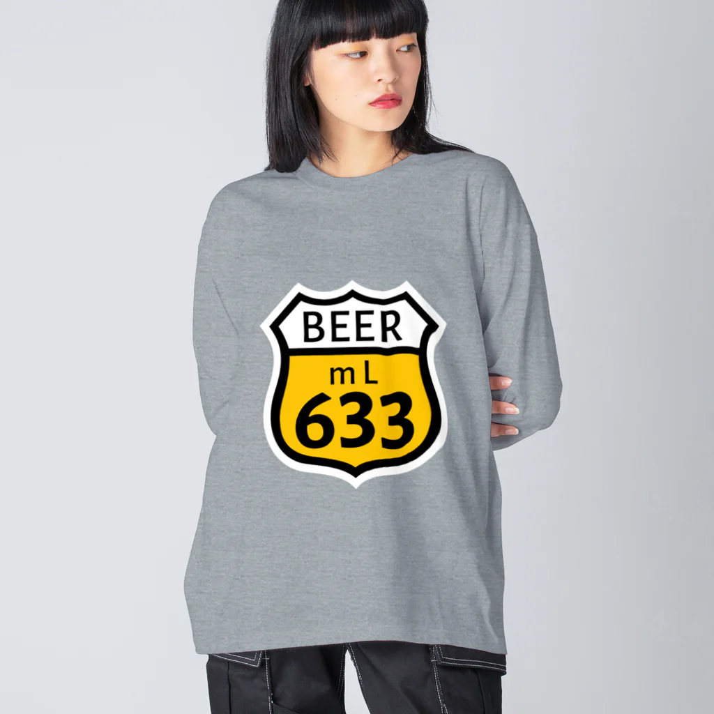 無水屋の【ROUTE 66風】BEER 633 (瓶なし) ビッグシルエットロングスリーブTシャツ