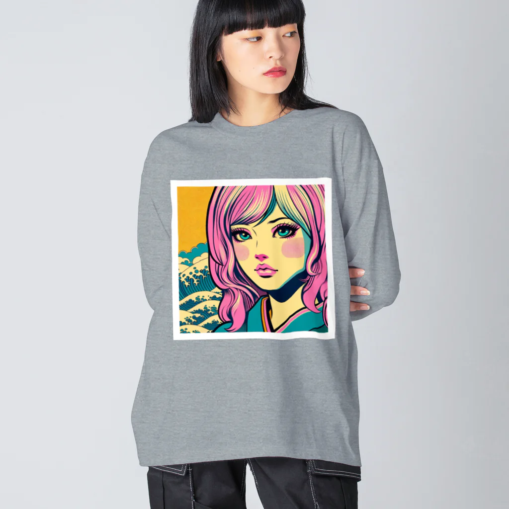 Sunlit Horizonの令和・浮世絵ギャル Big Long Sleeve T-Shirt