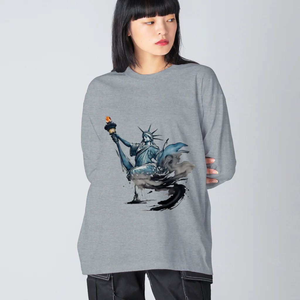 ChromastrAlのInk painting statue of liberty ビッグシルエットロングスリーブTシャツ