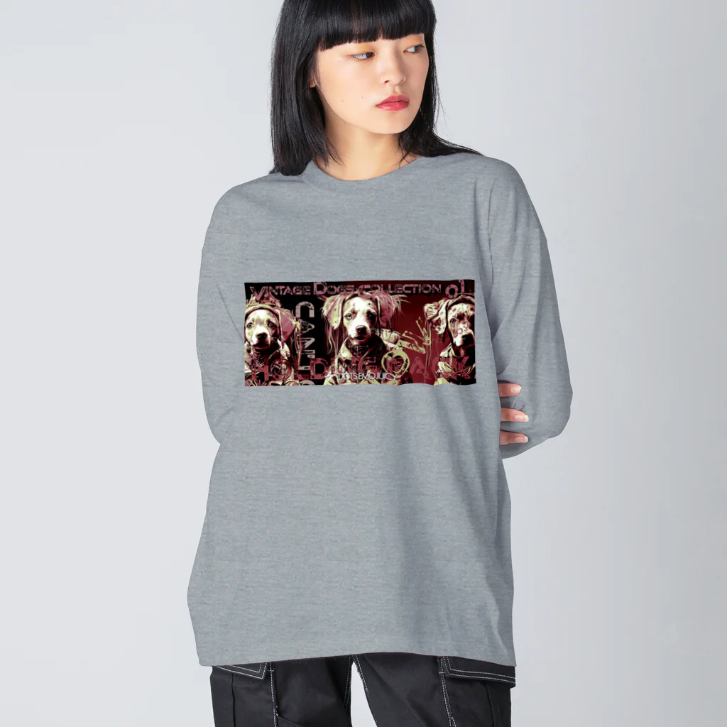 DOTS EMO JUICYのVintage Dogs Collection 01_D Cut ビッグシルエットロングスリーブTシャツ