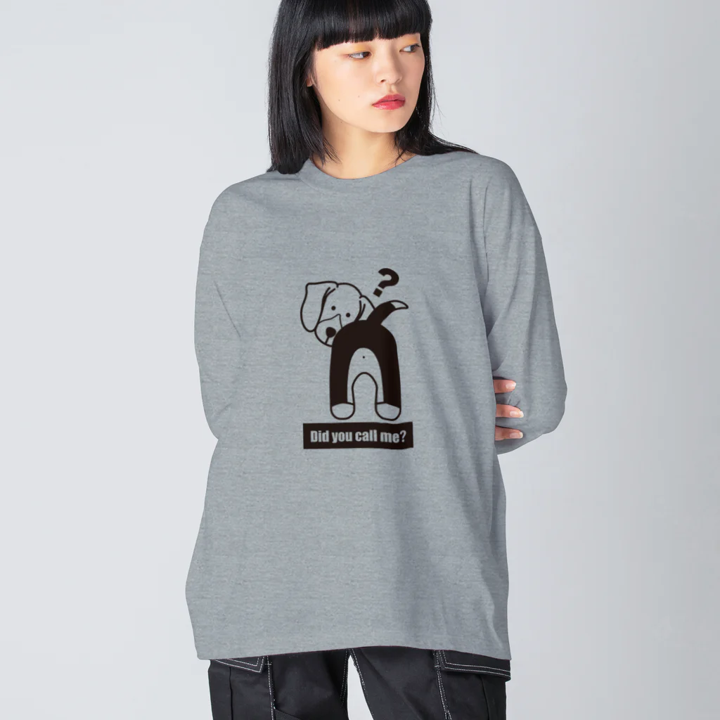 イラストカフェ（ビーグル）の振り返り呼んだ？ビーグル　口周り白タイプ ビッグシルエットロングスリーブTシャツ