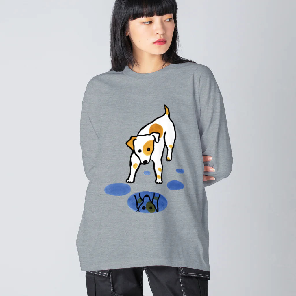 マイマイタケの水たまりと犬さん Big Long Sleeve T-Shirt