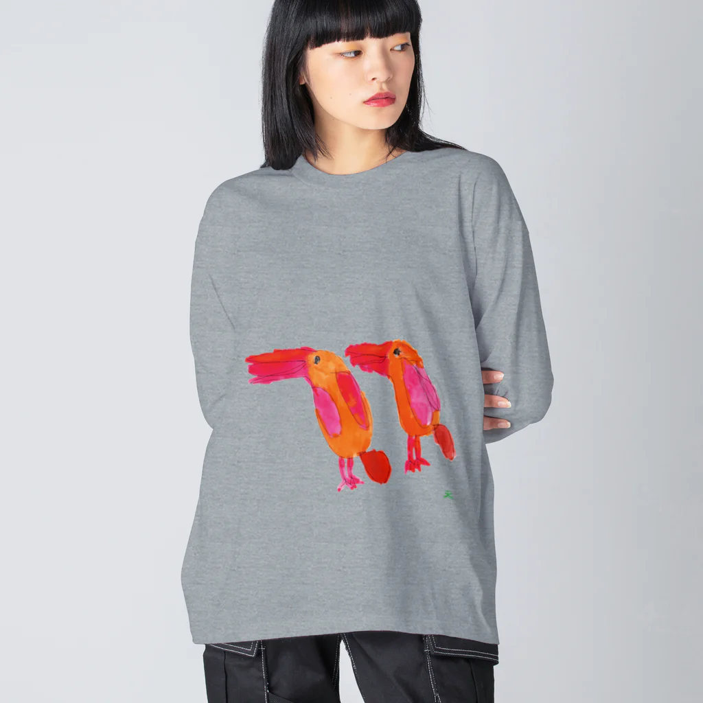 天才アートKYOTOの天才アートKYOTO 長村駿_1 アカショウビン Big Long Sleeve T-Shirt