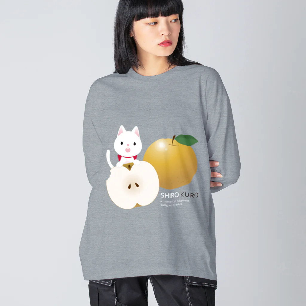 ○●の 白ねこのPera ビッグシルエットロングスリーブTシャツ