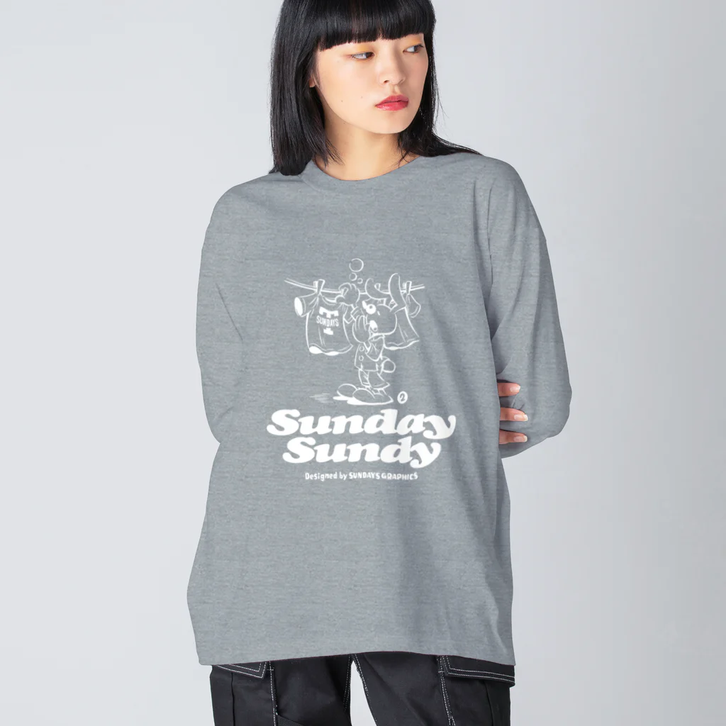 SUNDAYS GRAPHICSのSUNDAY SUNDY No.2 (白ロゴ) Big Long Sleeve T-Shirt