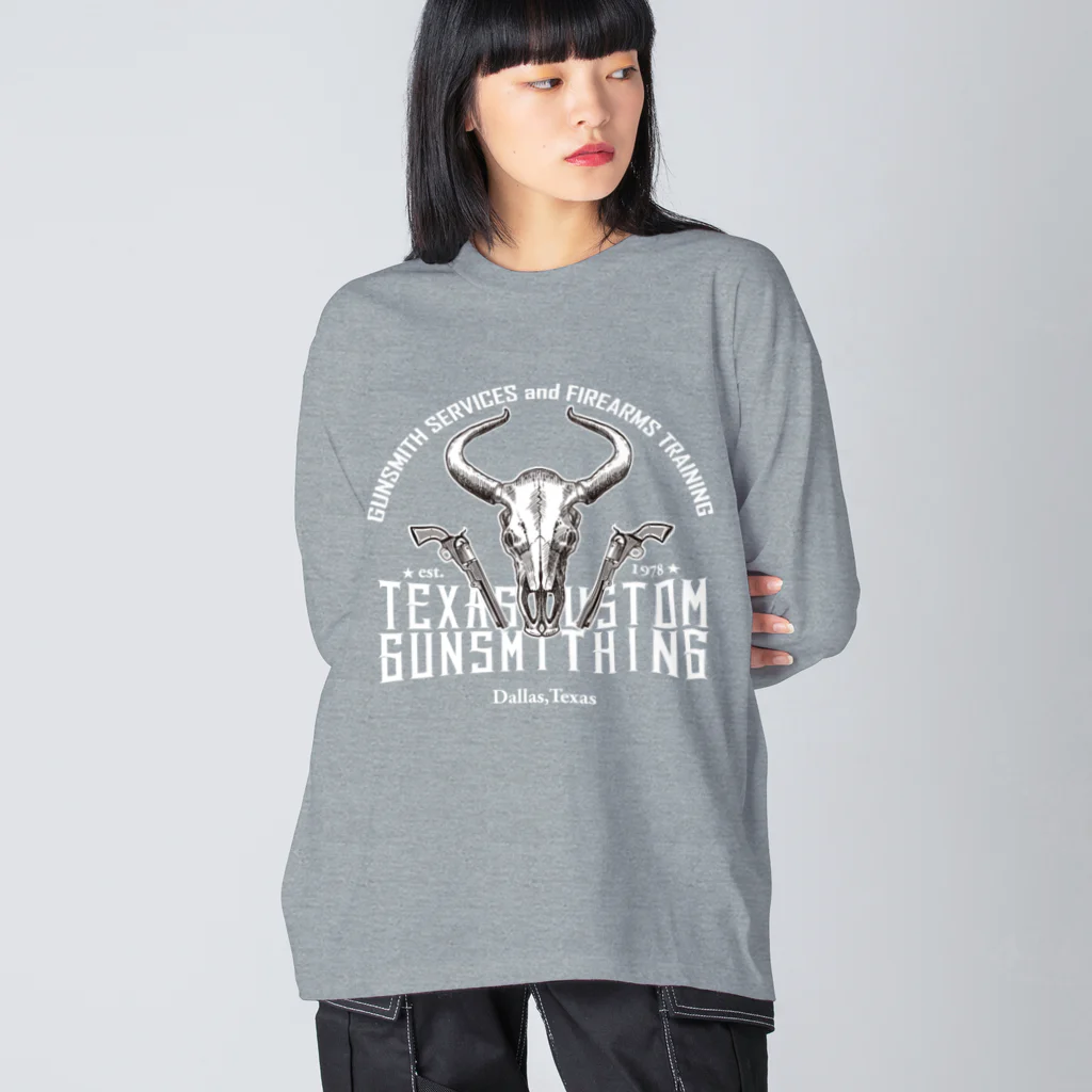 TEXAS CUSTOM GUNSMITHINGのTEXAS CUSTOM GUNSMITHING BULL SKULL_No.4 WHITE ビッグシルエットロングスリーブTシャツ