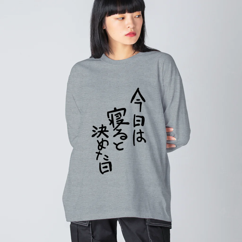 豚猫の今日は寝ると決めた日 Big Long Sleeve T-Shirt