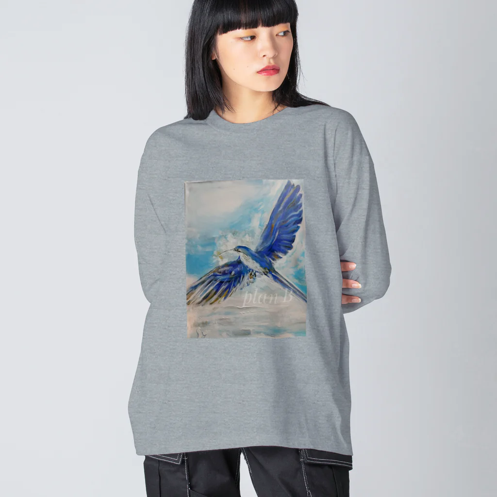 The story with …の鳥PlanＢ　青い鳥と花 Big Long Sleeve T-Shirt