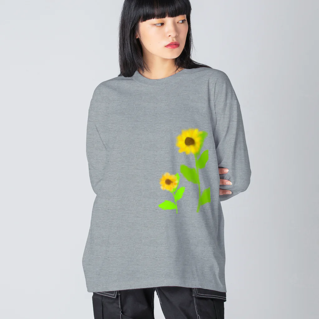 Lily bird（リリーバード）の風に揺れる向日葵 Big Long Sleeve T-Shirt