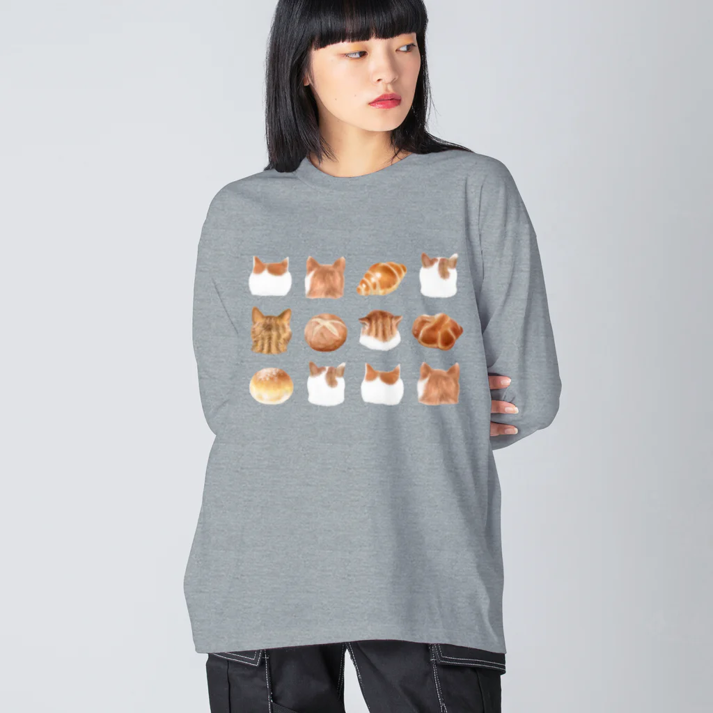 Ａｔｅｌｉｅｒ　Ｈｅｕｒｅｕｘのねこあたまコレクション茶白後頭部とパン ビッグシルエットロングスリーブTシャツ