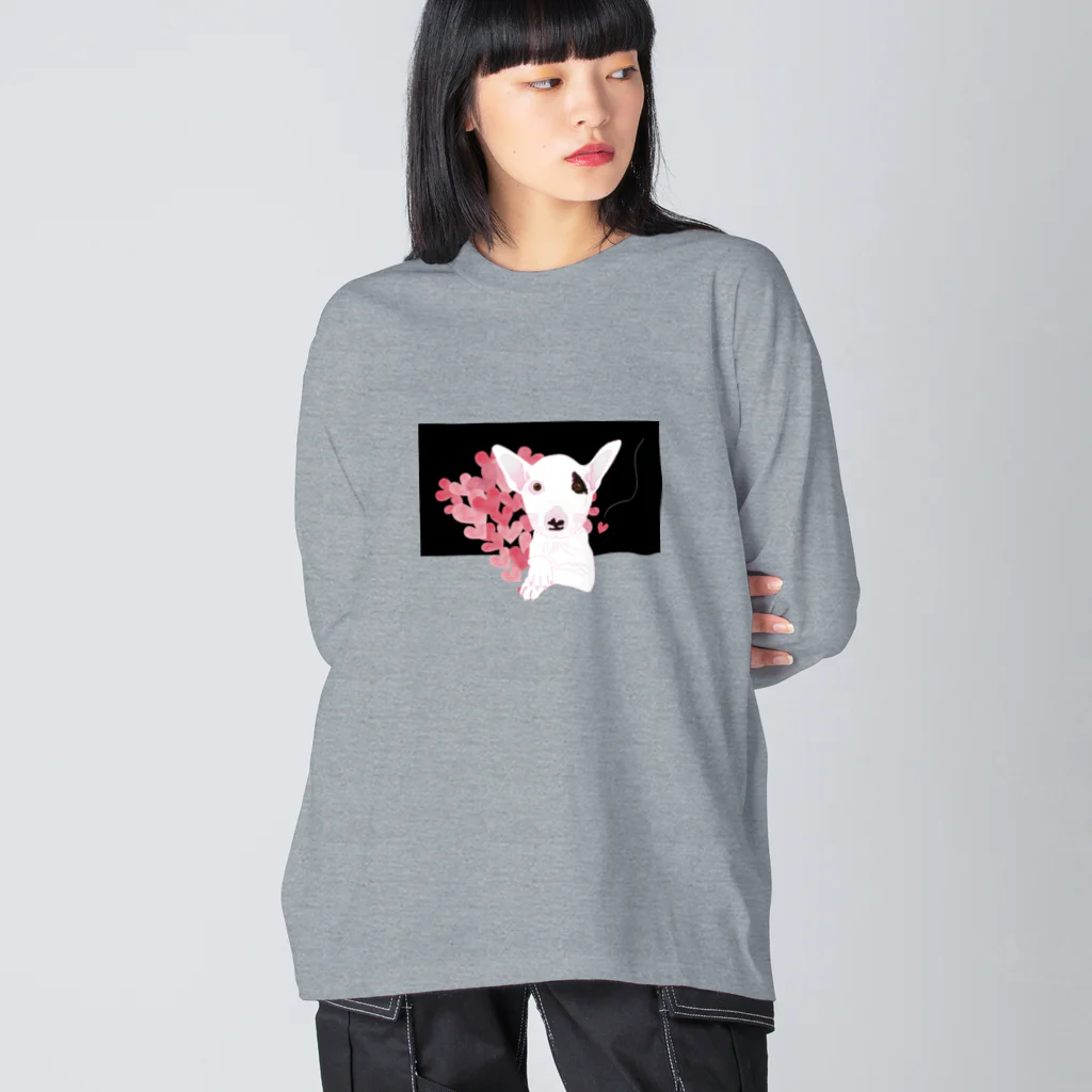 まみおデザインのハートとブルテリくん Big Long Sleeve T-Shirt