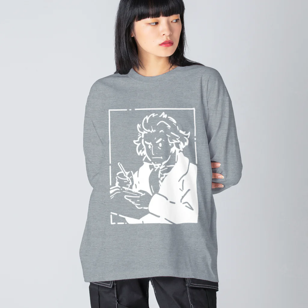 山形屋米店の【白プリント】ベートーヴェン Big Long Sleeve T-Shirt