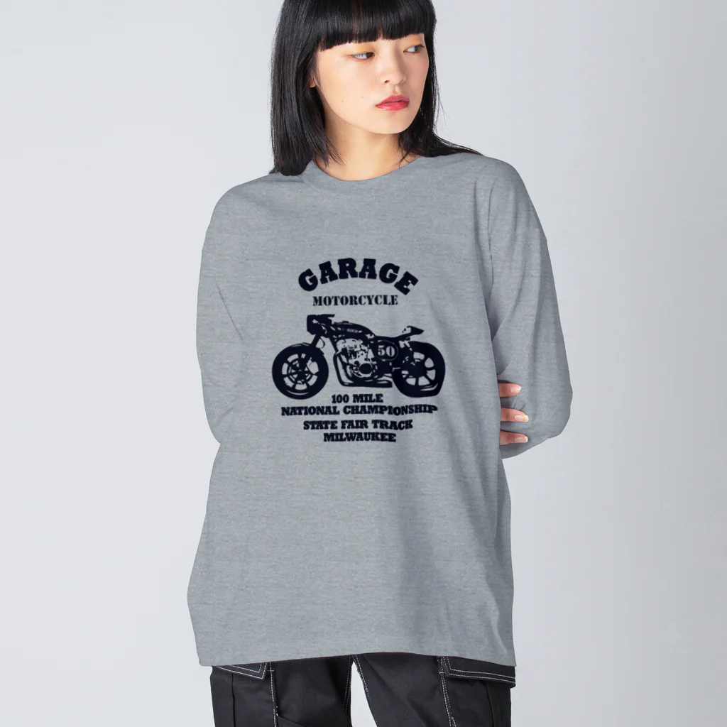 キッズモード某の武骨なバイクデザイン ビッグシルエットロングスリーブTシャツ