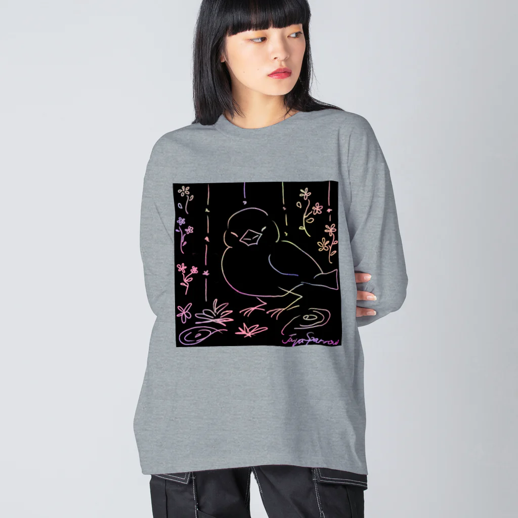 Lily bird（リリーバード）の文鳥スクラッチ Big Long Sleeve T-Shirt