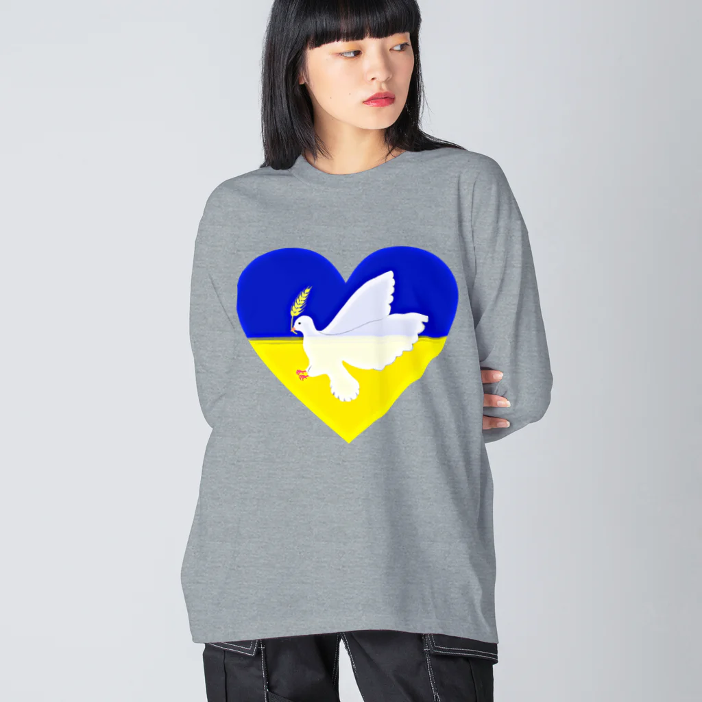 LalaHangeulのPray For Peace ウクライナ応援 Big Long Sleeve T-Shirt