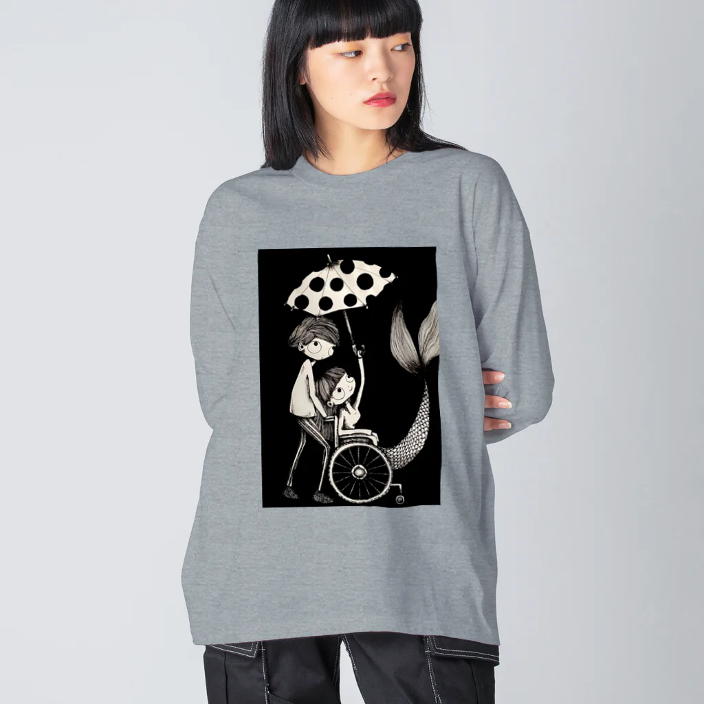 mermaidの雨の日の人魚 ビッグシルエットロングスリーブTシャツ