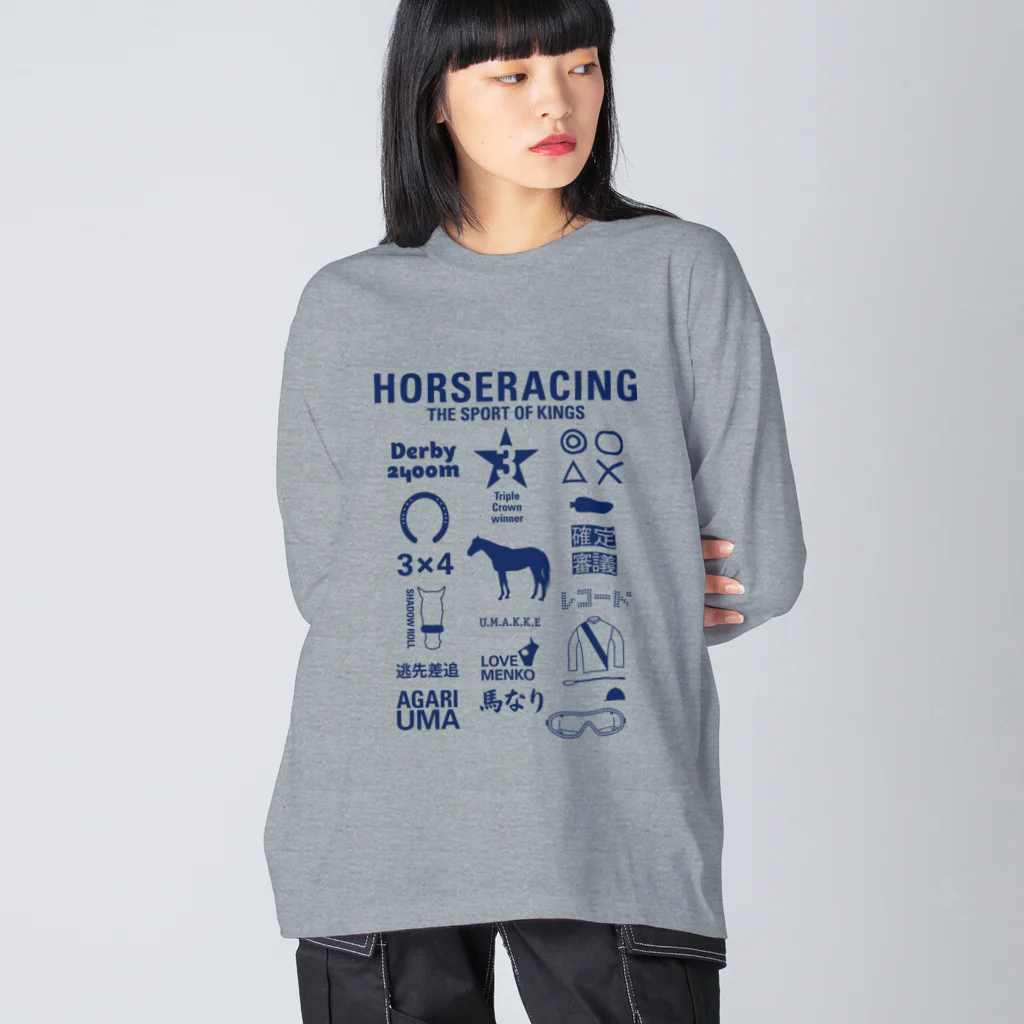 KAWAGOE GRAPHICSのHORSERACING GRAPHICS 紺 ビッグシルエットロングスリーブTシャツ