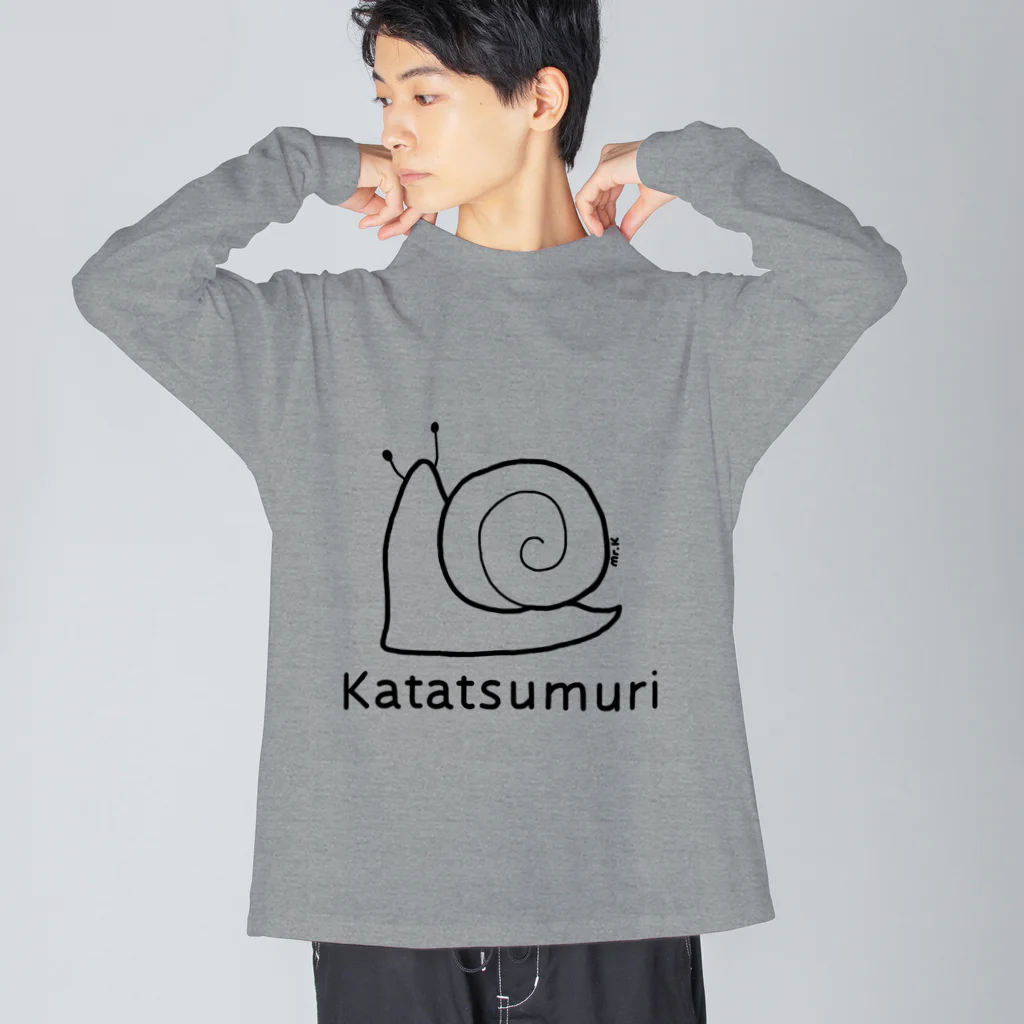 MrKShirtsのKatatsumuri (カタツムリ) 黒デザイン ビッグシルエットロングスリーブTシャツ