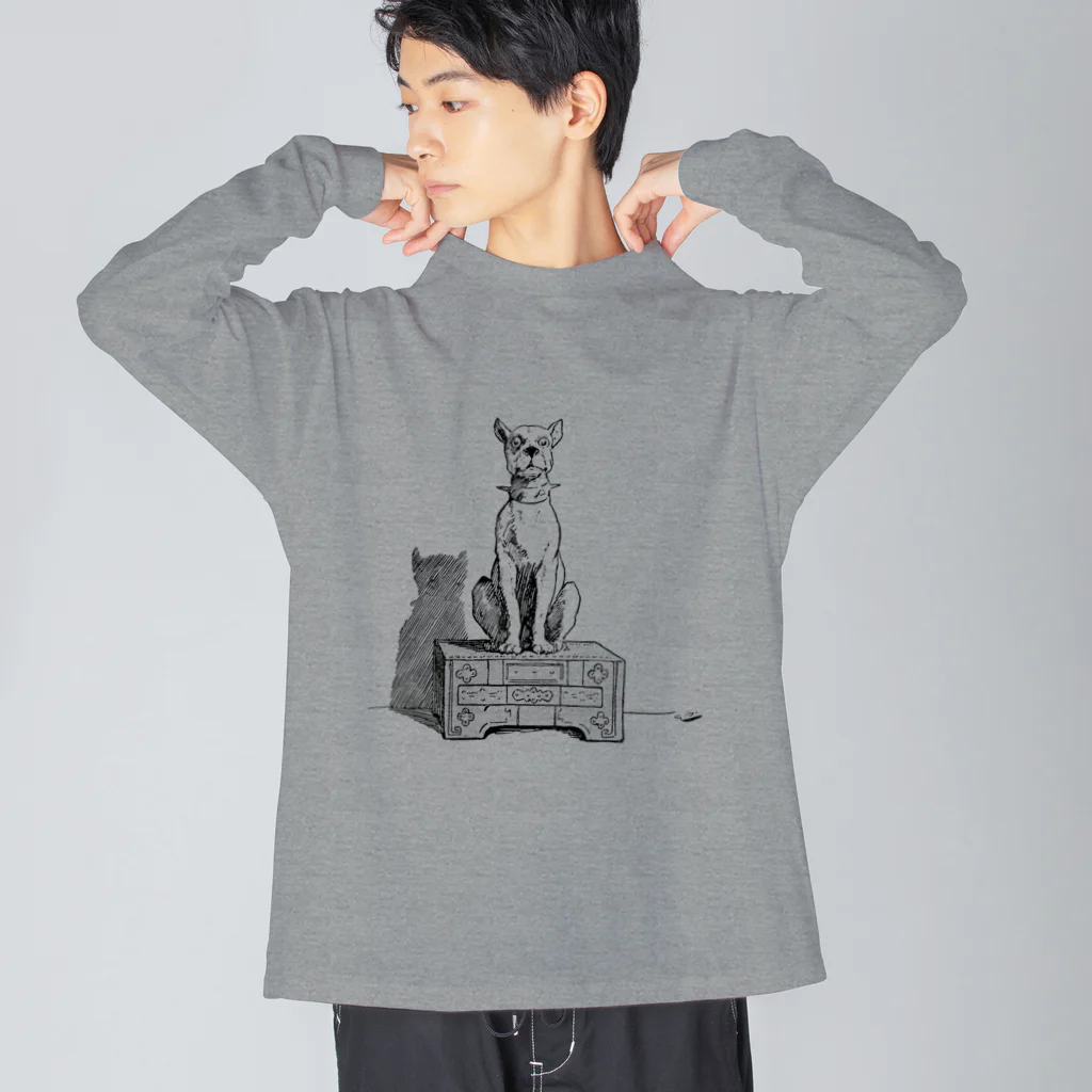 Saza-nami Antique designのこっちを見てる犬 Big Long Sleeve T-Shirt