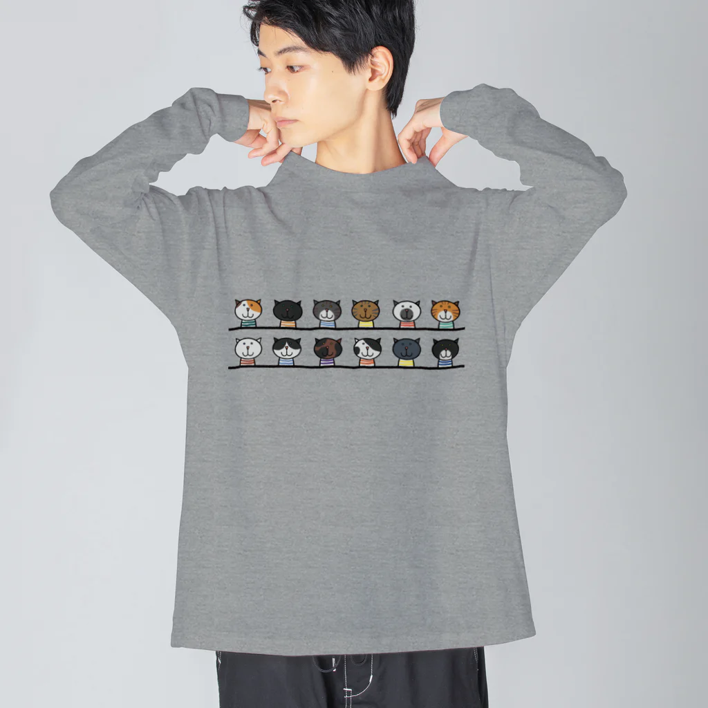 Yellow_Sparrowのせいぞろいするねこ Big Long Sleeve T-Shirt