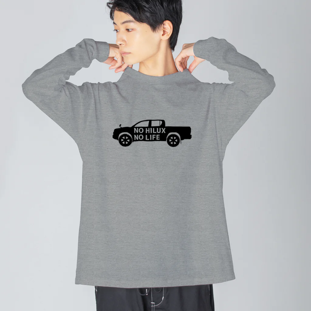 QUQU_WORKSのノーハイラックスノーライフ ブラック Big Long Sleeve T-Shirt