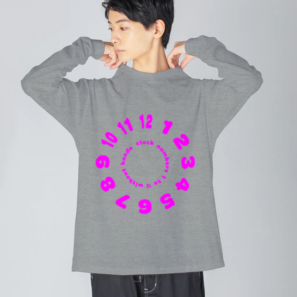 PyriteDesignのclock numbers 1 to 12 without hands【Tshirt】【Design Color : Pink】【Design Print : Front】 ビッグシルエットロングスリーブTシャツ